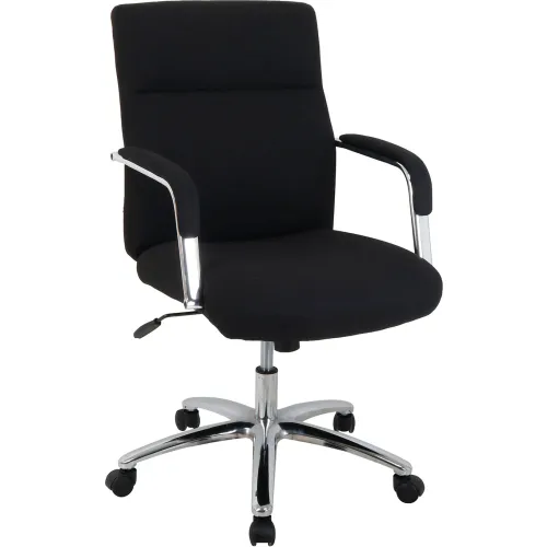 Interion® Office Chair With High Back & Fixed Arms, Fabric, Black