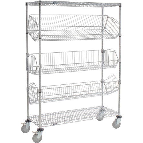 Adjustable Mobile Wire Bin Rack - 48x18x69