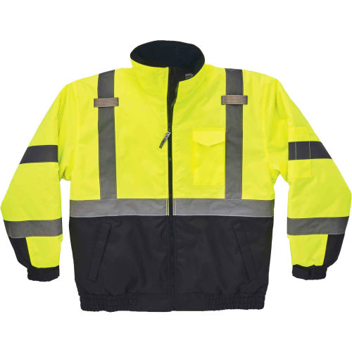 Ergodyne®GloWear® 8377 Type R Class 3 Quilted Bomber Jacket, Lime, 2XL, 25626