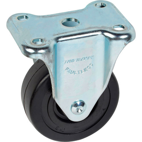Medium Duty Rigid Plate Caster 3-1/2" Soft Rubber Wheel 200 Lb. Capacity