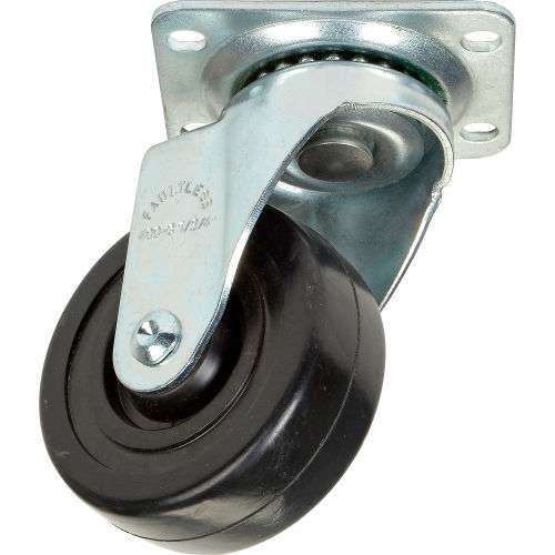 Medium Duty Swivel Plate Caster 3-1/2" Soft Rubber Wheel 200 Lb. Capacity
