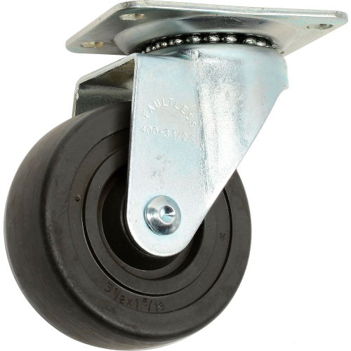 Medium Duty Swivel Plate Caster 3-1/2 Hard Rubber Wheel 275 Lb.