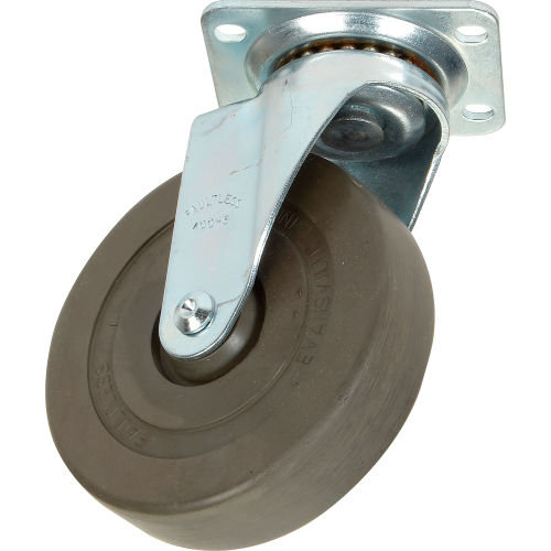 Medium Duty Swivel Plate Caster 5" Hard Rubber Wheel 290 Lb. Capacity