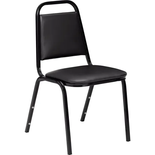 NPS Stacking Chair - 1-1/2" Vinyl Seat - Square Back - Black Seat With ...