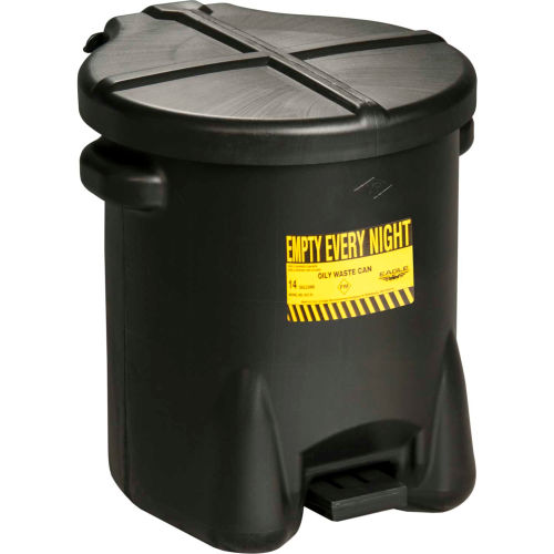 Eagle Oily Waste Can, 14 Gallon Black - 937-FLBK