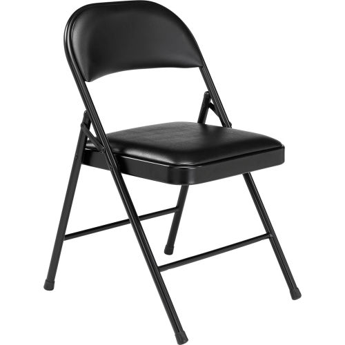 Steel Folding Chair with Padded Vinyl - Black