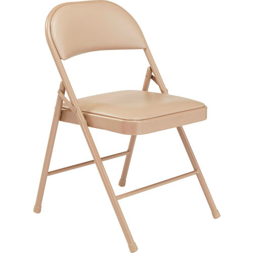 Steel Folding Chair with Padded Vinyl - Beige