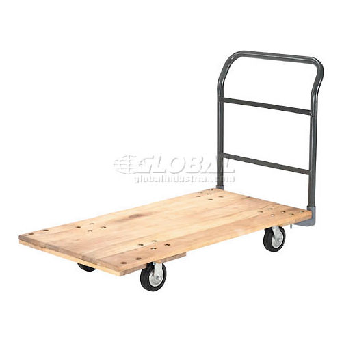 Wood Platform Truck, 5" Rubber Wheels - Front angle view