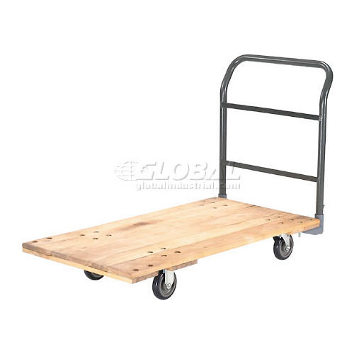 Wood Platform Truck, 5" Polyurethane Wheels - Front angle view