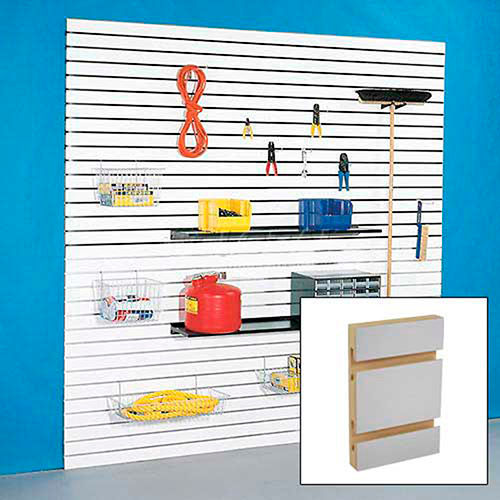 96" x 48" Slatwall Panel - Brushed Aluminum, With Aluminum Inserts - Pkg Qty 4