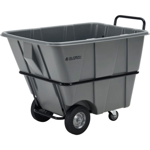 Global Industrial™ Heavy Duty Plastic Tilt Truck, 1/2 Cu. Yd. Cap, 1400 Lbs. Cap, Gray