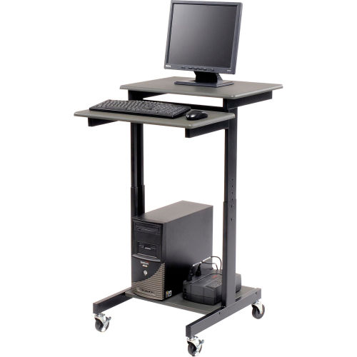 Luxor Black Prestige 3-Shelf Computer Presentation Workstation