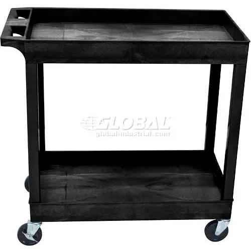 Rubbermaid 9T66 2 Shelf Utility Cart, Black