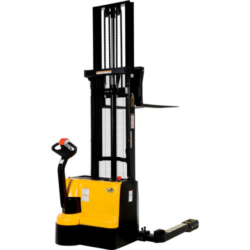 Vestil Fully Powered Stacker S3-62-AA Adj. Forks Inside Adj. Straddle Legs