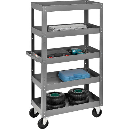 Multi-Level Steel Shelf Truck with 5 Shelves 30 x 16 800 Lb. Capacity