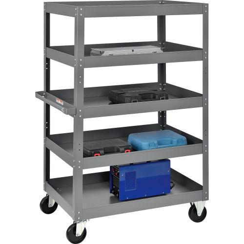 Multi-Level Steel Shelf Truck with 5 Shelves 36 x 24 800 Lb. Capacity