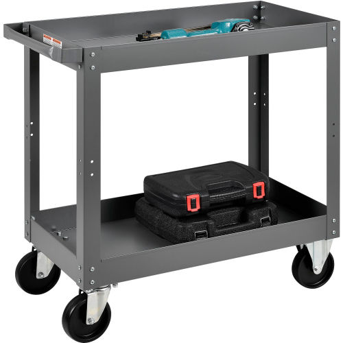 2 Shelf Deep Tray Steel Stock Cart 30x16 800 Lb. Capacity