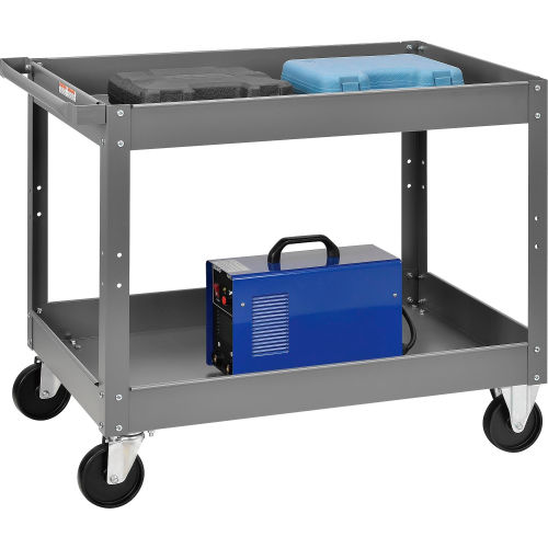 2 Shelf Deep Tray Steel Stock Cart 36x24 500 Lb. Capacity