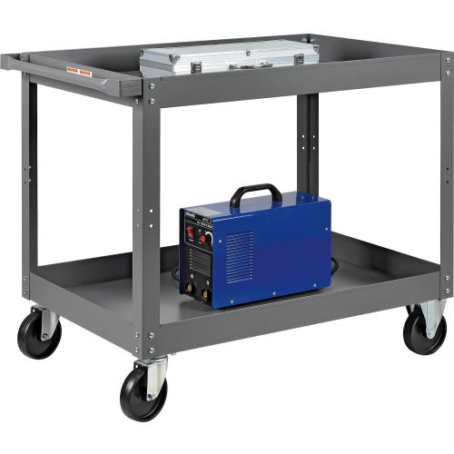 2 Shelf Deep Tray Steel Stock Cart 36x24 800 Lb. Capacity