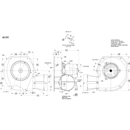 Fasco A155 Furnace Draft Inducer Blower - 115 Volts, 3000 RPM, For Gas/Oil Furnaces, Ball Bearing, Thermally Protected