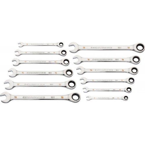 Gearwrench&#174; 90 Tooth & 12 Point Metric Combination Ratcheting Wrench, Set of 12