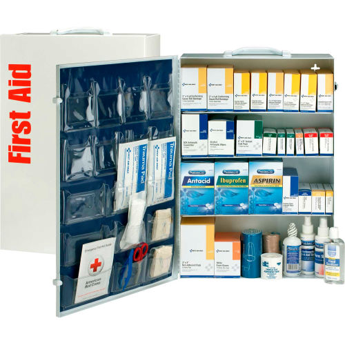 First Aid Only&#153; 90576 4 Shelf First Aid Kit w/Meds, ANSI Compliant, Class B+, Metal Cabinet