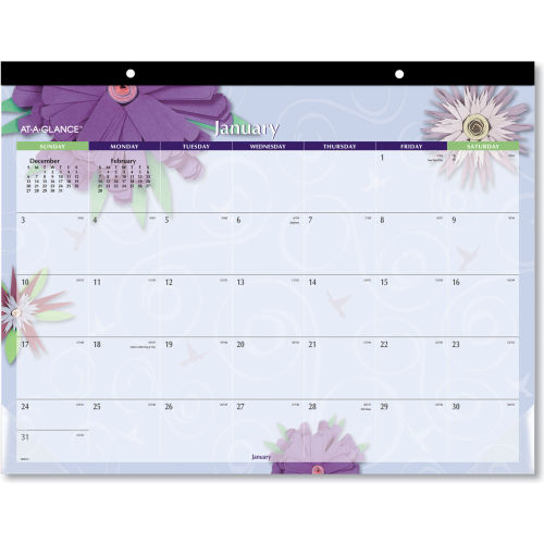 AT-A-GLANCEĀ® Paper Flowers Desk Pad, 22 x 17, 2020