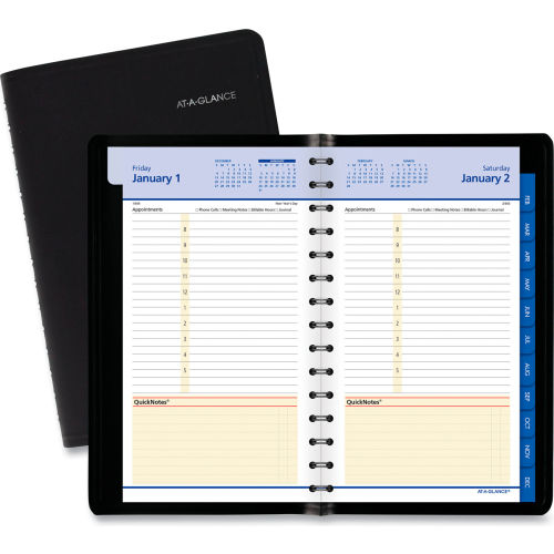 AT-A-GLANCE&#174; QuickNotes Daily/Monthly Appointment Book/Planner, 4 7/8 x 8, Black
