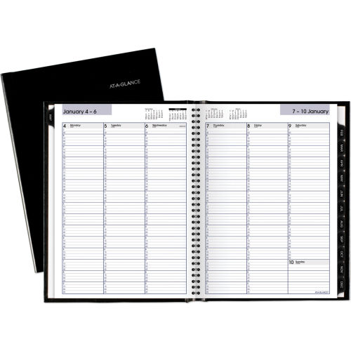 DayMinder® Hardcover Weekly Appointment Book, 8 x 11, Black,