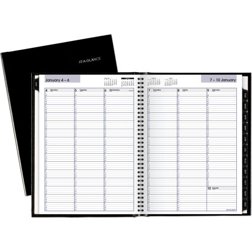 DayMinderĀ® Hardcover Weekly Appointment Book, 8 x 11, Black,