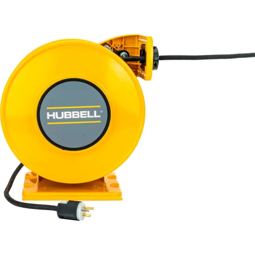 Hubbell ACA12345-BC20 Industrial Duty Cord Reel with Bare End On Cord - 12/3C x 45', 20A, Aluminum