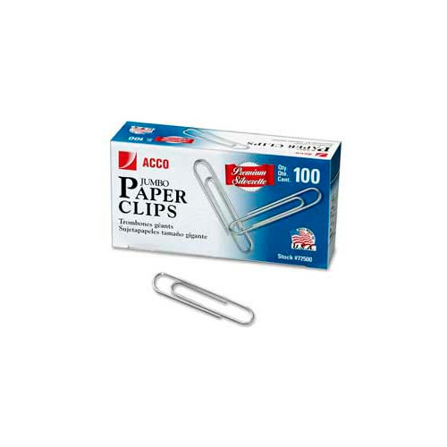 Acco® Jumbo Paper Clips Silver 1000pack