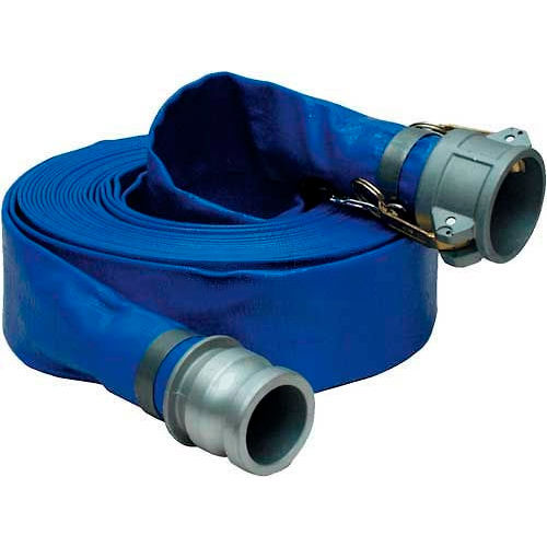 11/2" x 25' PVC Lay Flat Discharge Hose Coupled w/ C x E Aluminum Cam & Groove Fittings