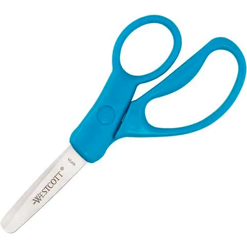 Westcott 13130 Right- and Left-Handed Scissors, Kids' Scissors, Ages 4-8, 5-Inch Blunt Tip, Assorted
