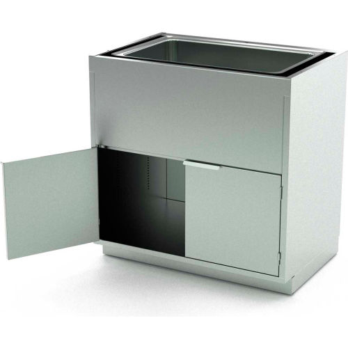 AERO Stainless Steel Base Cabinet BC-4400, 2 Hinged Doors, 1 Shelf, 1 Sink Bowl, 30&quot;W x 21&quot;D x 36&quot;H