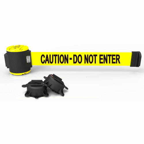 Banner Stakes Magnetic Wall Mount Barrier, 30' Yellow &quot;Caution-Do Not Enter&quot; Belt