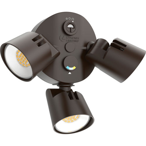 Lithonia Lighting&#174; HGX LED Residential Security Lights, 2 Round Heads, 4000K, 2750LM, Black