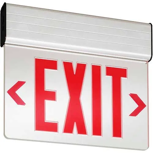 Lithonia EDG 1 R EL M6 Red Surface Mount LED Edge-Lit Exit w/ Nickel ...