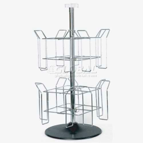 Wire Countertop Magazine Spinner, 2 Tier, Chrome/Black