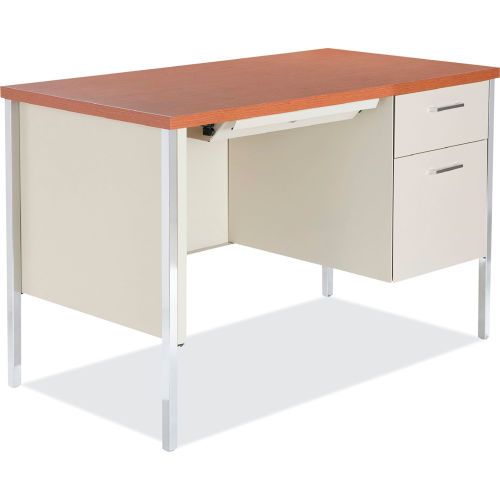 Alera® Single Pedestal Steel Desk, 45.25