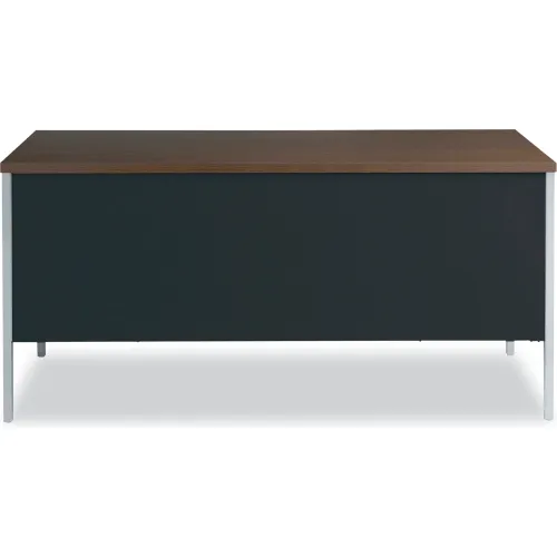 Double Pedestal Steel Desk, Metal Desk, 60 w X 30 d X 29.5 h, Walnut