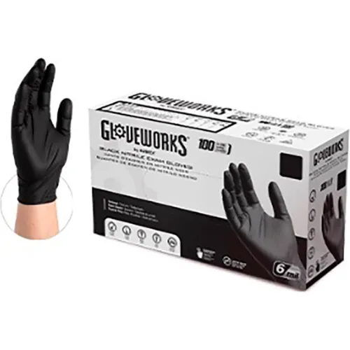 Gloveworks® Disposable Nitrile Exam Gloves, Powder Free, XL, Black