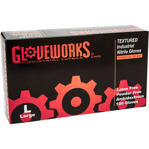Gloveworks HD Ivory Heavy Duty Latex Gloves - 8 Mil, Powder Free, Textured Grip, Box Of 100