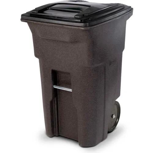 Toter 64 gallon black garbage can with wheels and lid