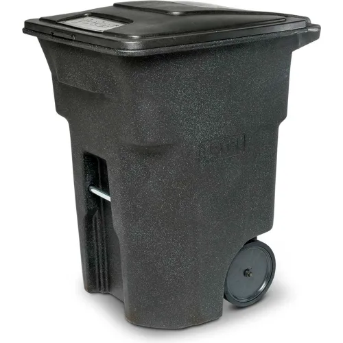 Toter 96-Gallons Black Plastic Wheeled Trash Can with Lid Outdoor in the Trash  Cans department at