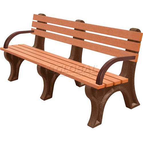 Polly Products Econo-Mizer 6 Ft. Backed Bench with Arms, Green Bench/Brown Frame
