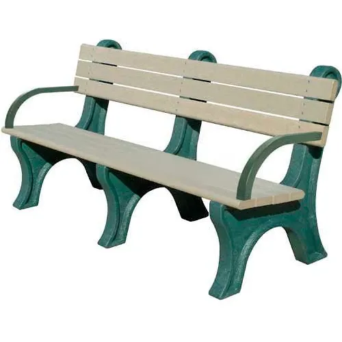 Polly Products Park Classic 6' Backed Bench w/ Arms, Brown Bench/Brown ...