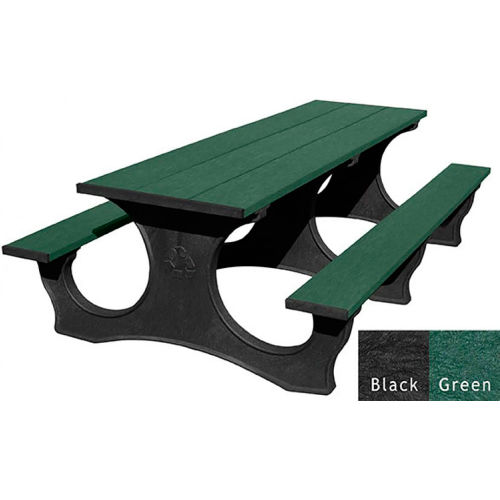 Polly Products Easy Access 8' Picnic Table, Green Top/Black Frame