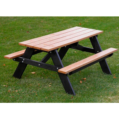 Polly Products Econo Mizer Youth 5' Picnic Table, Cedar Top/Black Frame