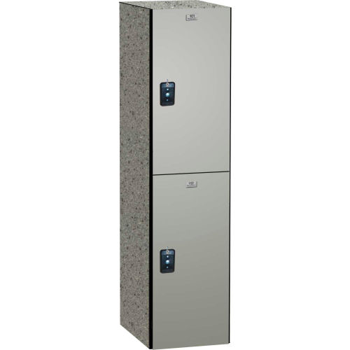 ASI Storage Traditional 2-Tier 2 Door Phenolic Locker, 18"Wx18"Dx72"H, Weathered Ash, Assembled